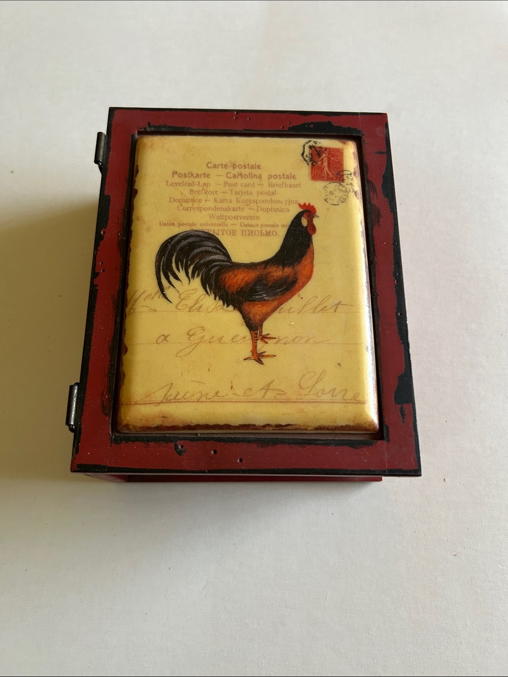 Rustic Red Rooster Decorative Box - Home Accents Decor